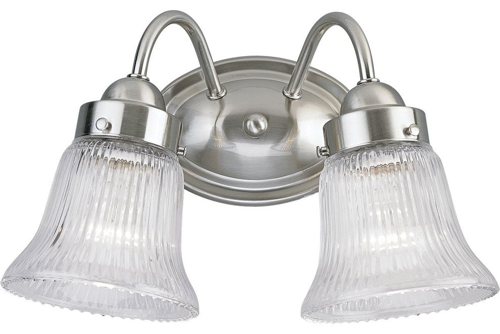 Fluted Glass 2-Light Bath Light, Brushed Nickel