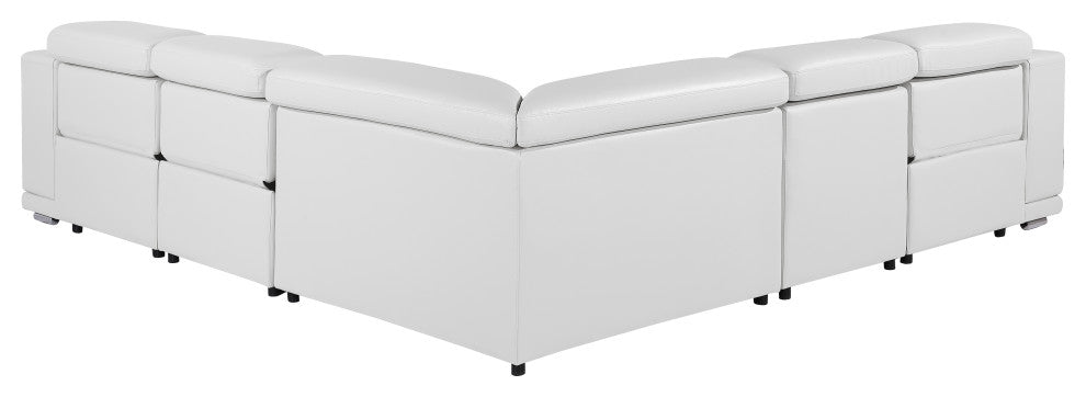 Federico 5-Piece L-Shaped Top Grain Italian Leather Sectional, White