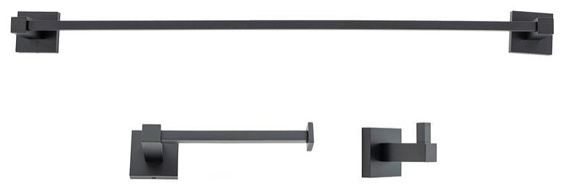 Italia Trieste Series 3 Piece Bathroom Accessory Set in Matte Black