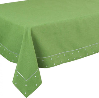 Polka Dot Embroidered Easy Care Tablecloth 52"x70", Green