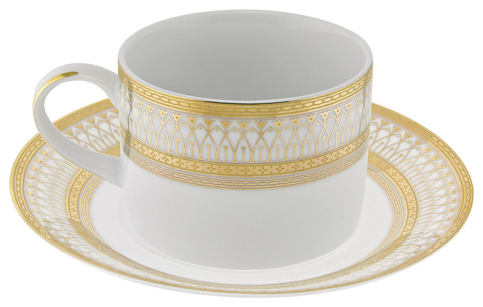 Iriana Can Cup and Saucer, Set of 6, Gold