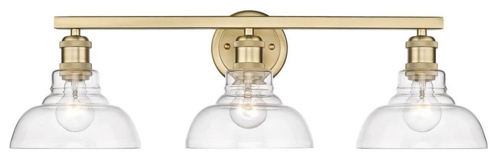 3 Light 28" Bath Vanity Light, Brushed Champagne Bronze With Clear Glass