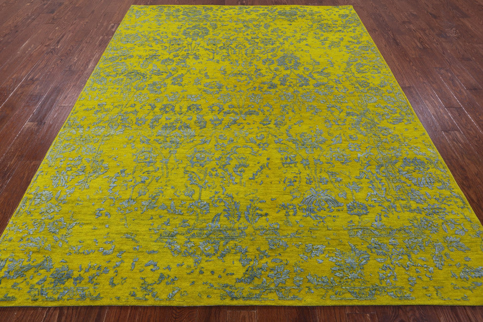 Wool and Silk Modern Hand-Knotted Rug 8' 0" X 9' 11" Q11757