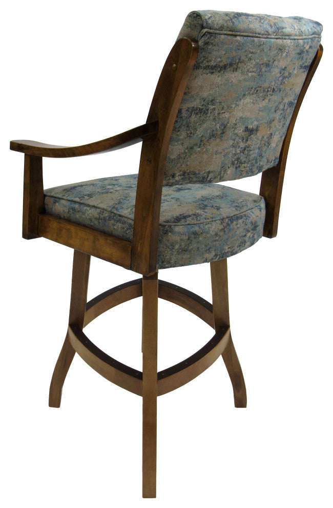 Swivel Counter Wood Bar Stool Casa on S-Base, Poet Sky and Light Oak, 34"