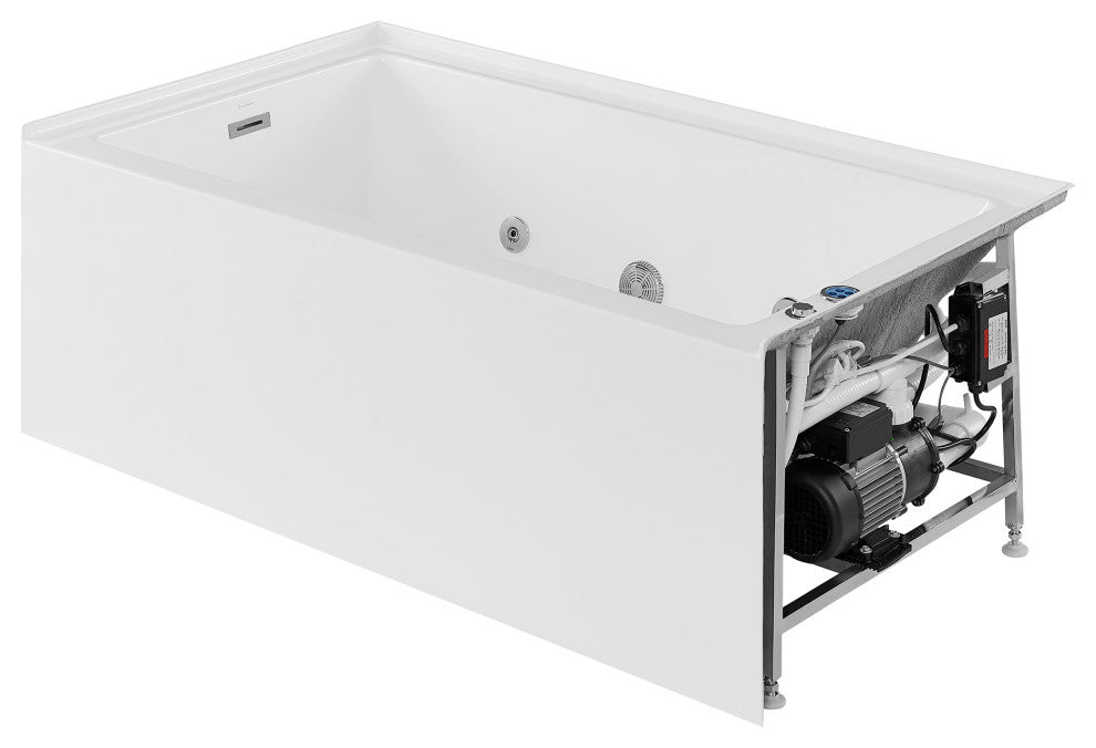 Avancer 60"x36" Alcove Whirlpool Bathtub With Apron, Left Hand Drain