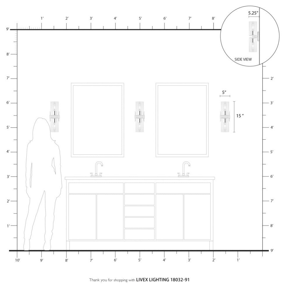 Clarion 2 Light Brushed Nickel Vanity Sconce