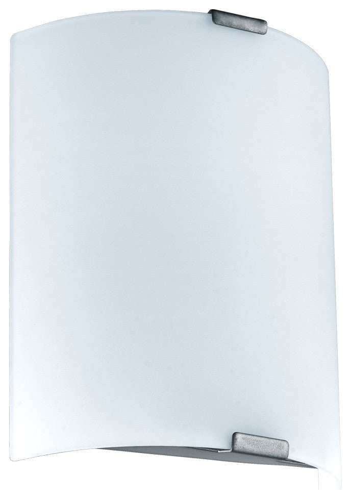 1x8.2W LED Wall Light With Silver Finish and White Glass