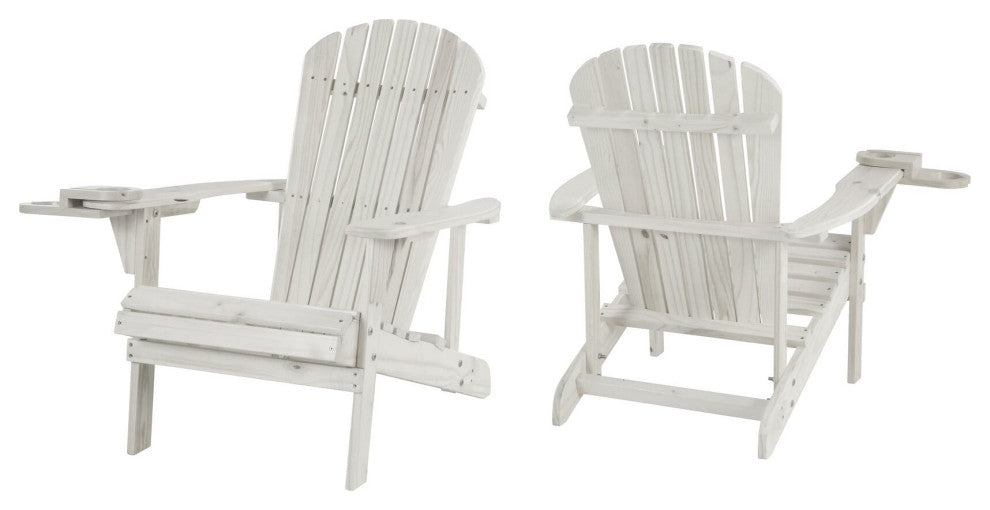 Earth Collection Adirondack Chair With phone and cup holder, White, Two Adironda