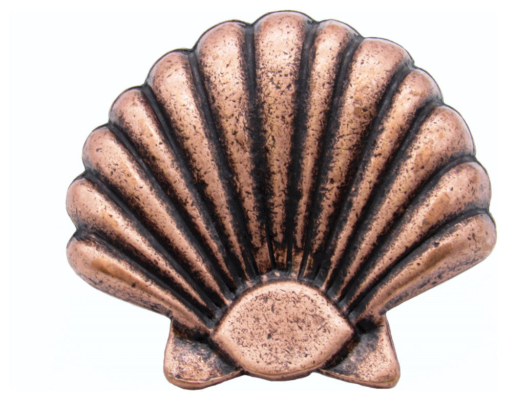 Seashell Cabinet Knob, Large, Antique Copper