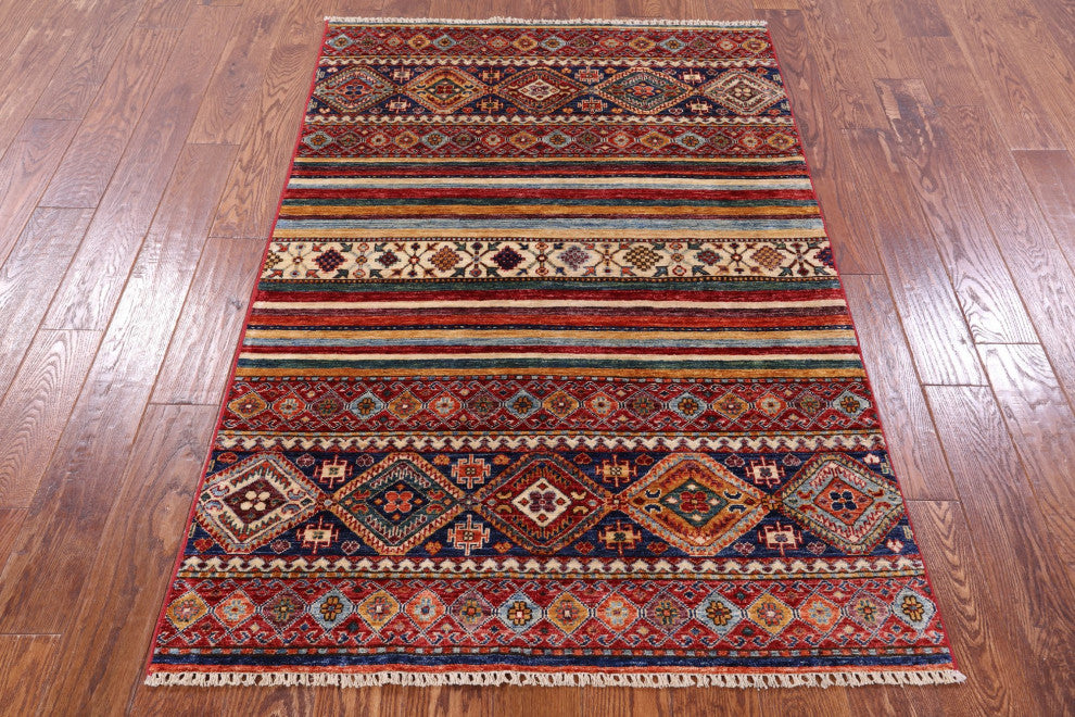 Khorjin Super Kazak Hand-Knotted Wool Rug 3' 10" X 5' 9" Q10777