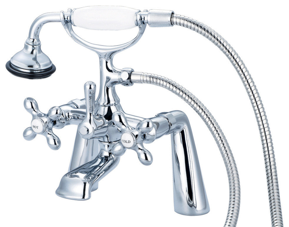 Vintage Classic Deck Mount Tub Faucet With Handshower, Hand Polished, Richly Tri