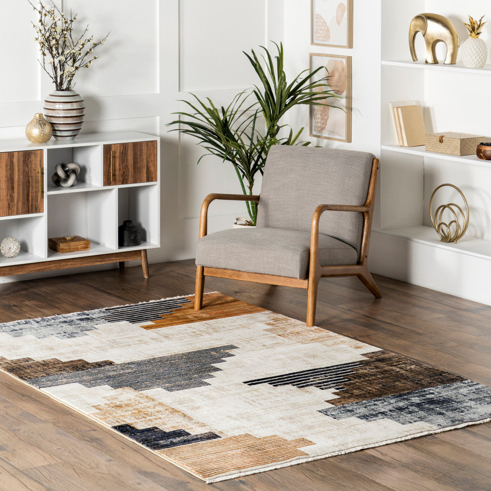 Nuloom Vanita Transitional Southwestern Fringe Area Rug, Navy 5'x7'10"