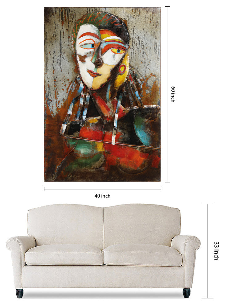 "Homme 1" Primo Mixed Media Hand Painted 3D Metal Wall Art