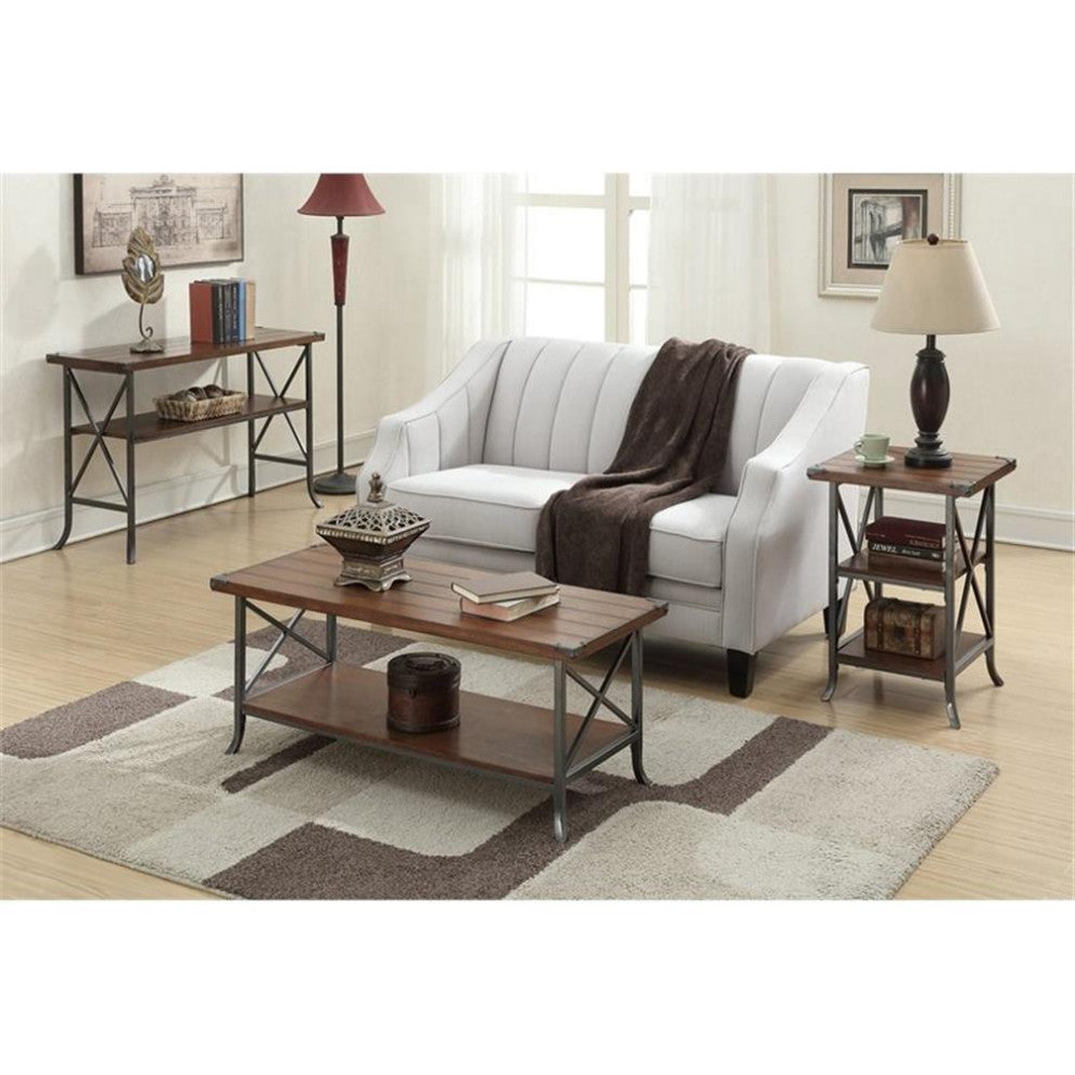 Convenience Concepts Brookline End Table in Dark Walnut Wood Finish
