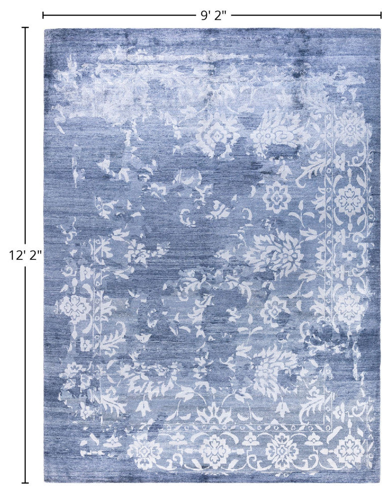 Modern One-of-a-Kind Hand-Knotted Area Rug Gray, 9' 2" x 12' 2"