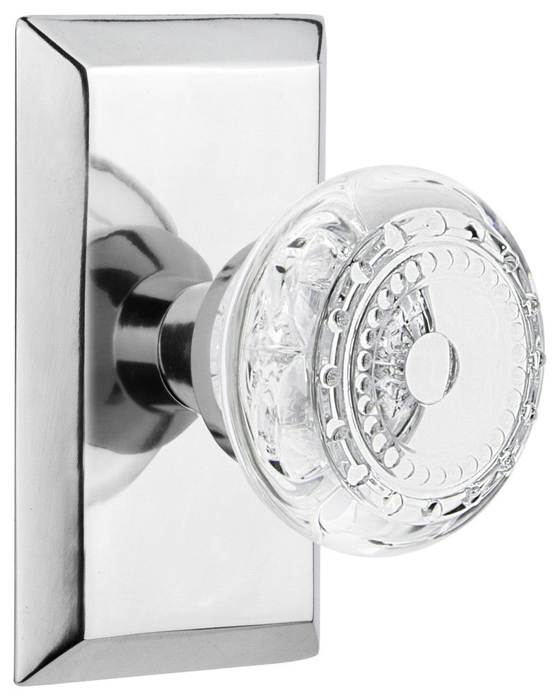 Studio Plate Double Dummy Crystal Meadows Knob, Bright Chrome, STUCME