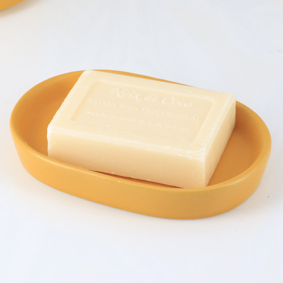 Bathroom Accessory Set, 4 Piece, Yellow Mustard, Soap Dish Only