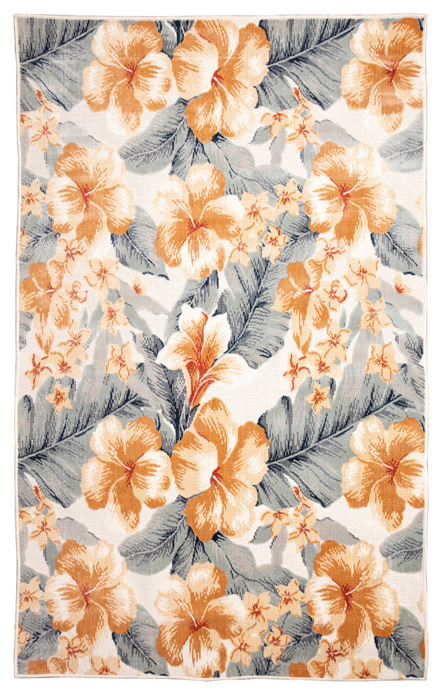 Canyon Tropical Floral Indoor/Outdoor Rug, Ivory, 2'6"x3'11"