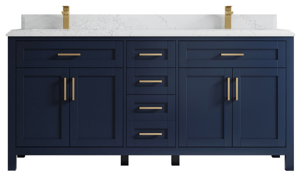 Cambridge 72 Double Sink Bath Vanity in Hale Navy Blue 1.5" Empira Quartz