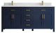 Cambridge 72 Double Sink Bath Vanity in Hale Navy Blue 1.5" Empira Quartz
