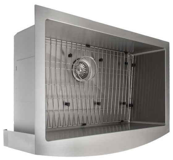 ZLINE Farmhouse Single Bowl Sink in Stainless Steel with Bottom Grid