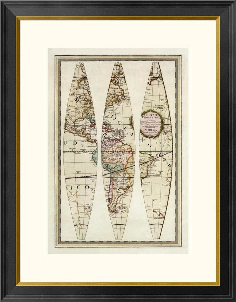 "Globo Terrestre I, 1792" Framed Digital Print by Giovanni Maria Cassini, 25x32"