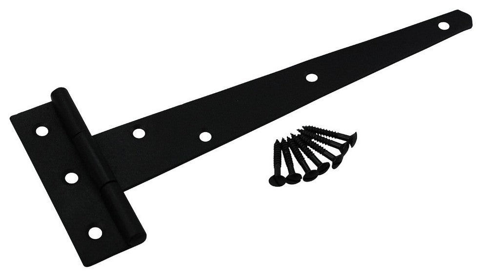 T Strap Door Hinge Black Iron RSF Finish Light Duty 9" Set of 2