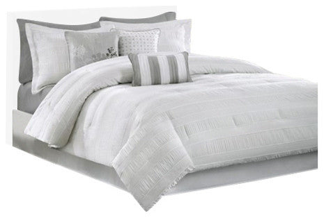 Madison Park Hampton 7 Piece Comforter Set in White