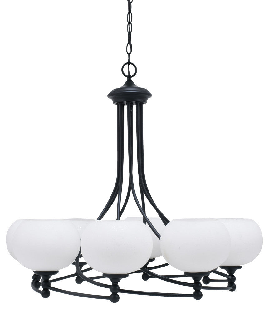 Capri 8-Light Chandelier, Matte Black/White Muslin