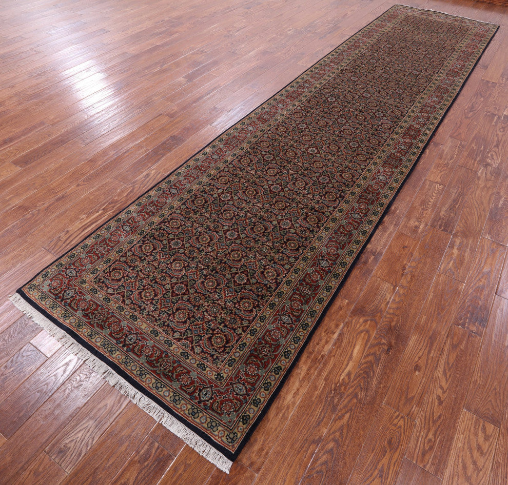 3' 10" X 15' 7" Hand Knotted Persian Hill Herati Wool Runner Rug - Q13164