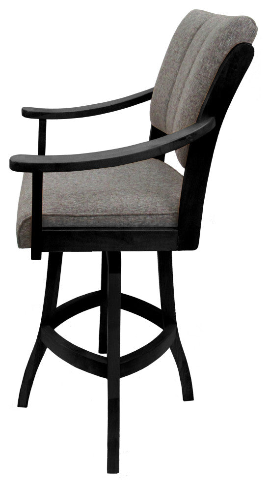 Swivel Counter Wood Bar Stool Casa on S-Base, Mojave Grey - Black, 26"