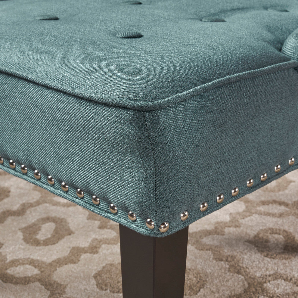 GDF Studio Adelina Contemporary Upholstered Accent Chair with Nailhead Trim, Dark Teal