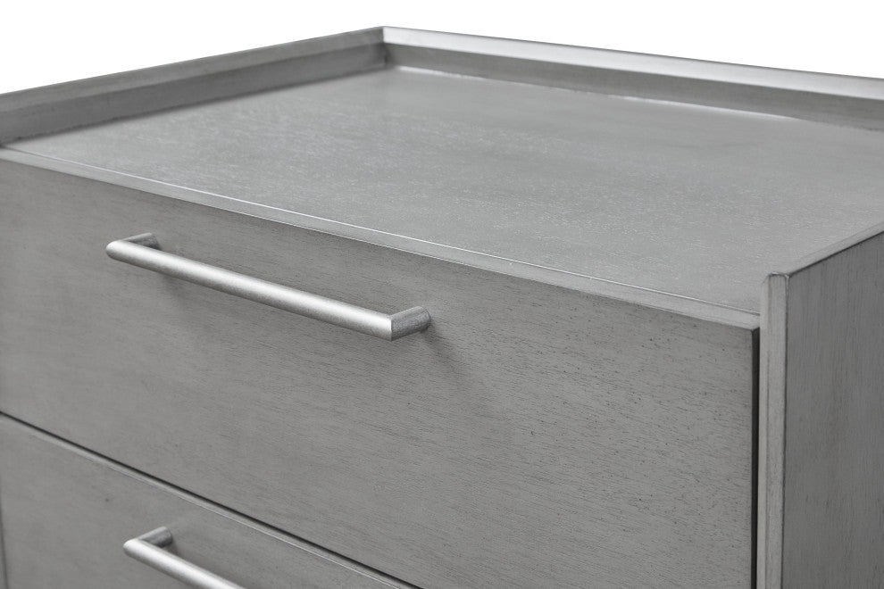Mid-Century Modern Night Stand, Gray 2-Drawer