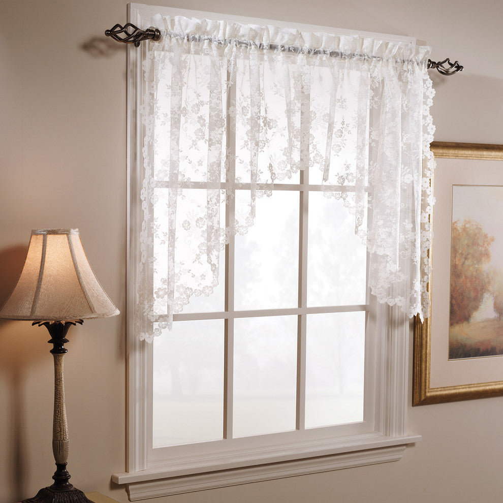 Saturday Knight Petite Fleur 78X30 Swag Valance in White