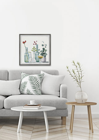 "Clear Bottles" Framed Painting Print, 12"x12"