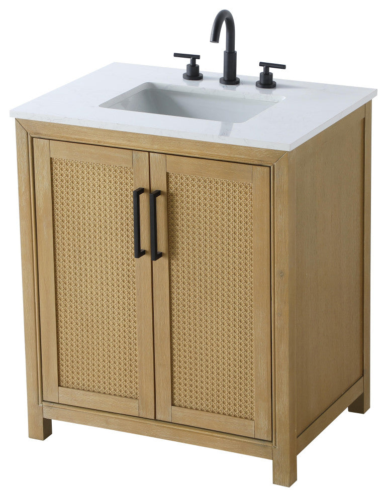 Home Living 30" Single Bathroom Vanity, Linen Oak
