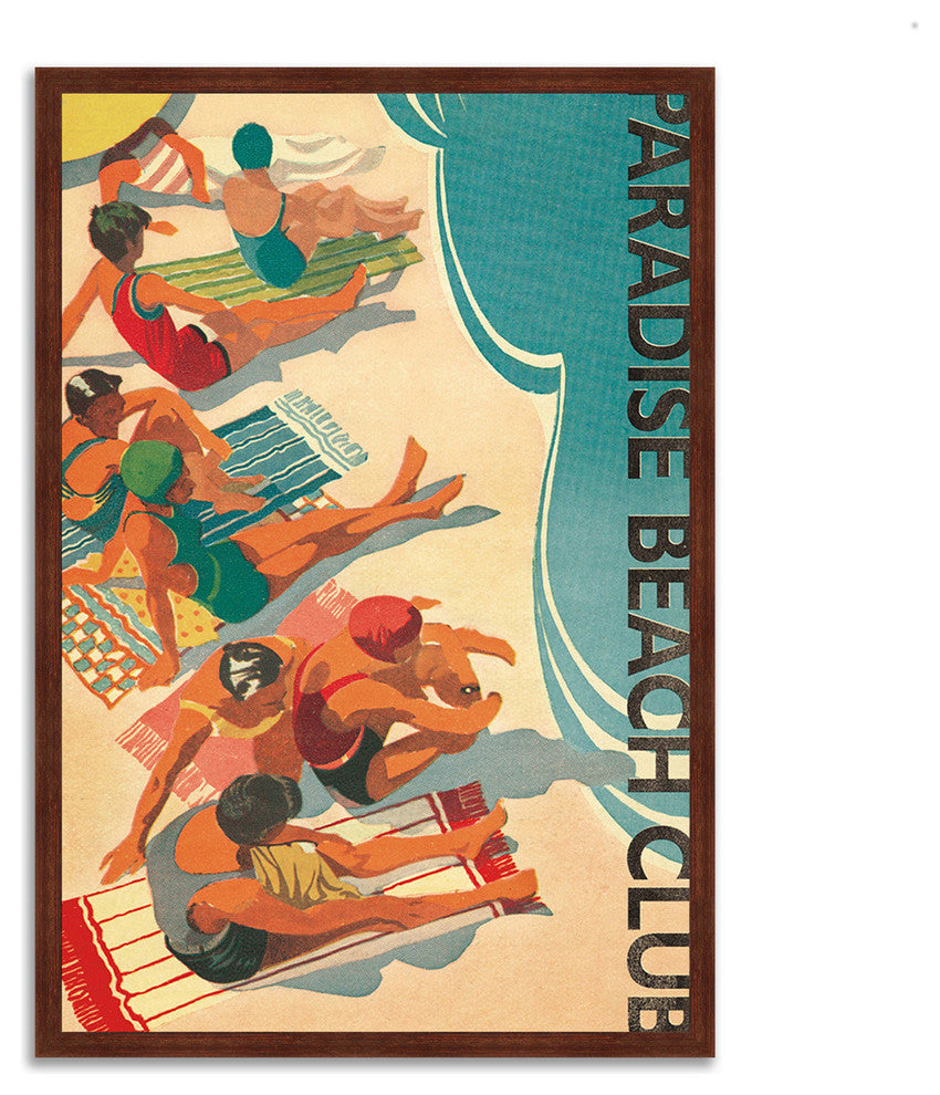"Paradise Beach Club" By Wild Apple Portfolio, Framed Painting Print