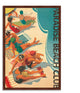 "Paradise Beach Club" By Wild Apple Portfolio, Framed Painting Print