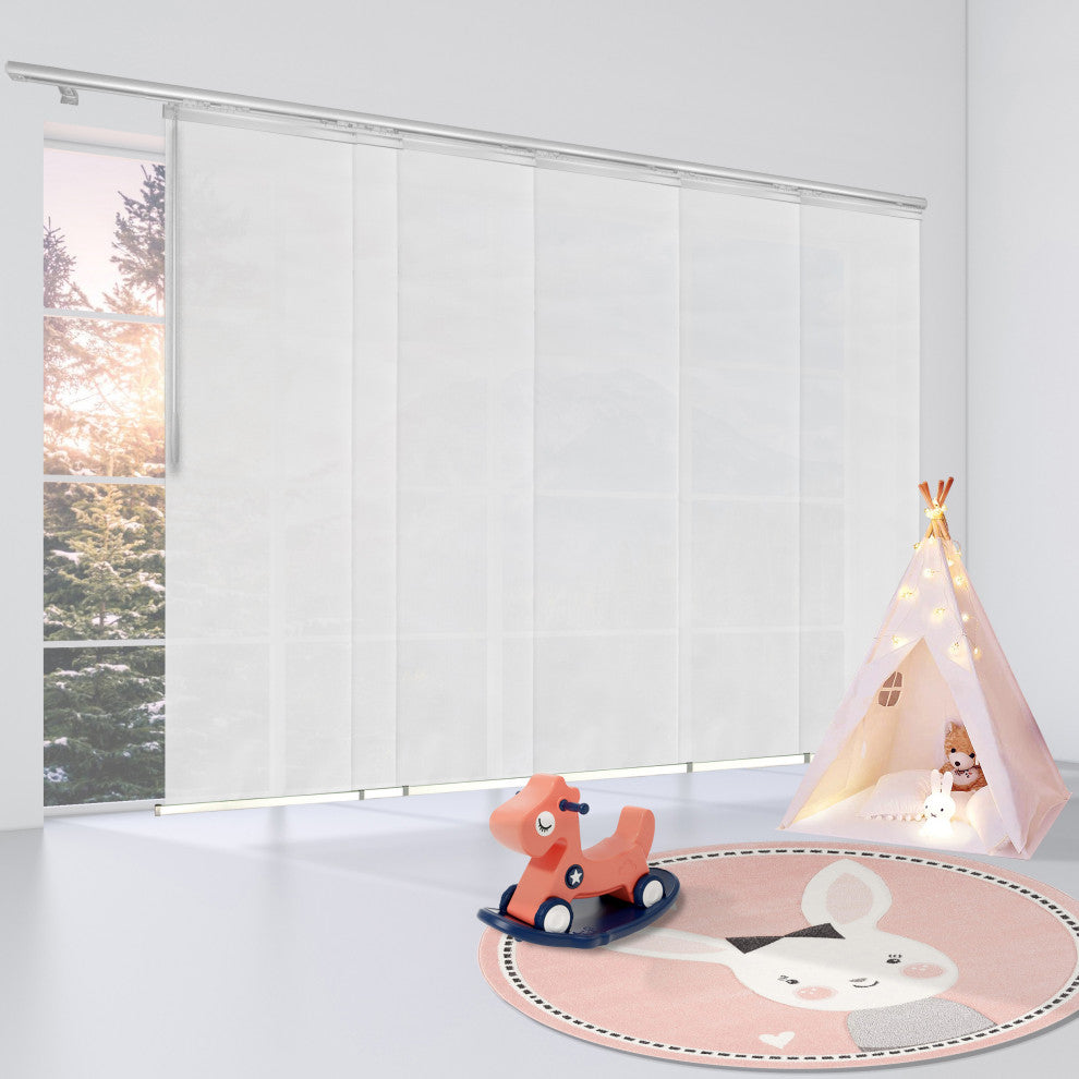 Chauky White 6-Panel Track Extendable Vertical Blinds 98-130"W