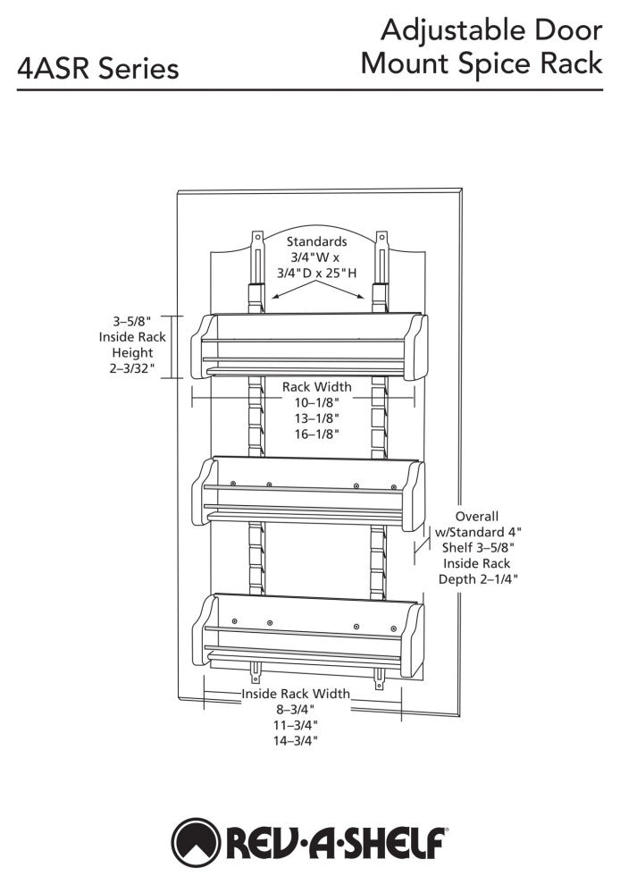 Wood Wall Cabinet Adjustable Spice Rack, 10.13"