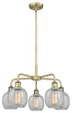Belfast 5-Light 24" Stem Chandelier, Antique Brass, Clear Crackle