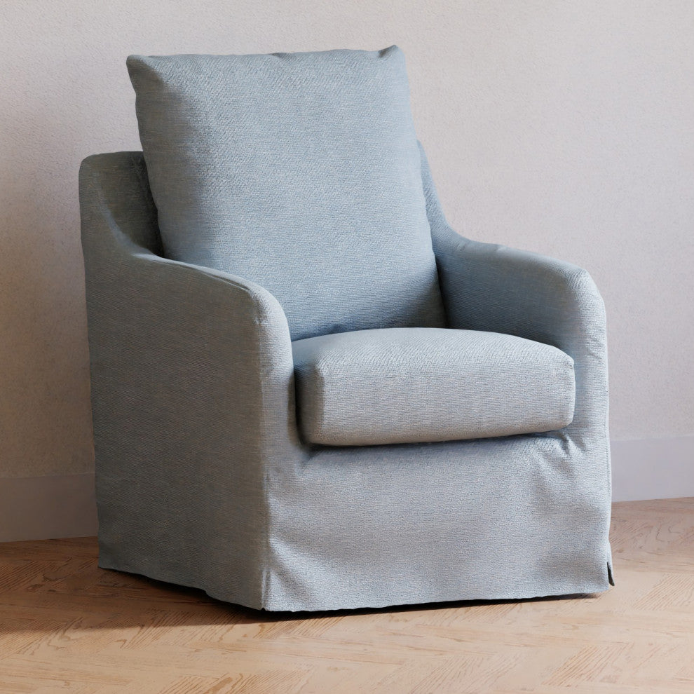 Reese Slipcover Swivel Glider, Chambray Eco-Linen