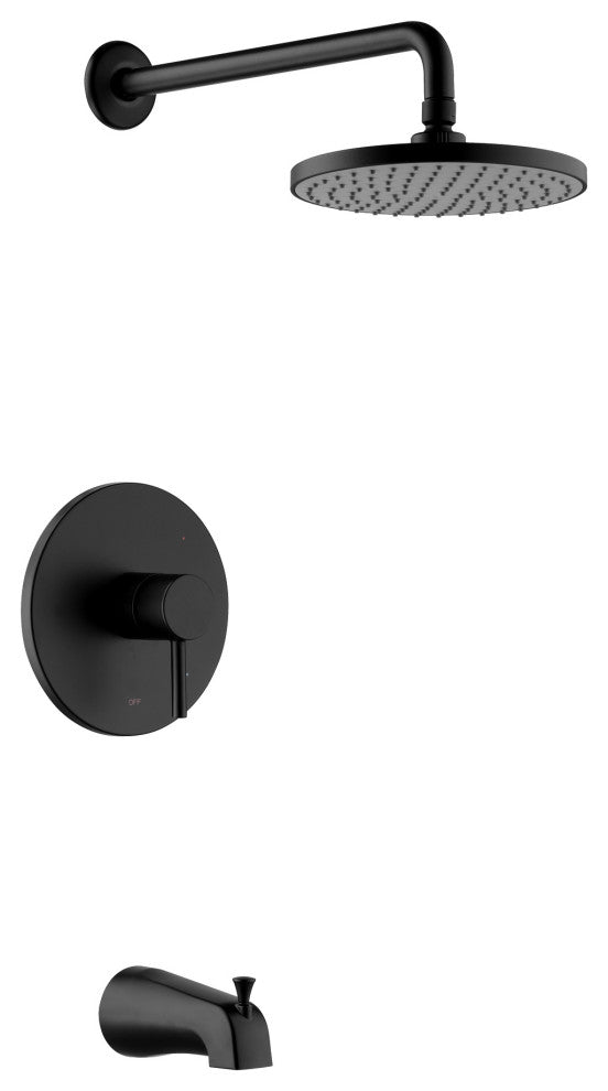 Luxier SS-C01-T-V Rainfall Shower Faucet With Valve and Spout, Matte Black
