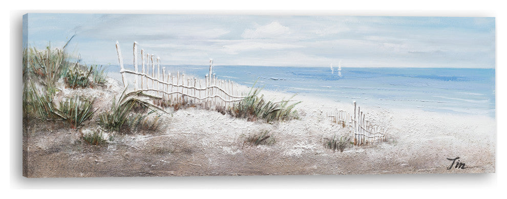 "Beach Vibes" Hand Painted Canvas Art, 60"x20", Wrapped Canvas Painting
