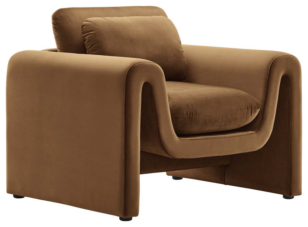 Waverly Performance Velvet Armchair - Brown