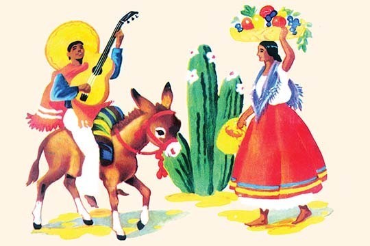 Burro Rider Serenades La Senorita - Fine Art Giclee Print 24" x 36"