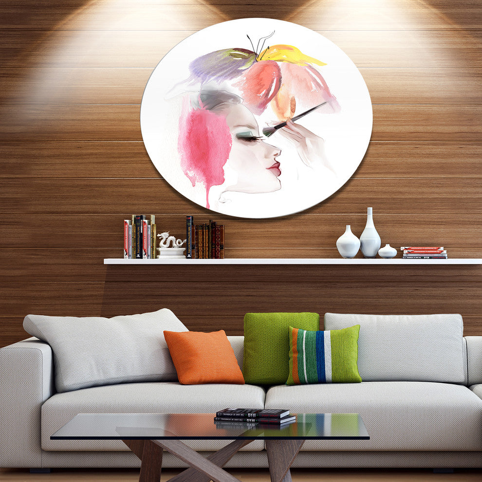 Eye Lash Face Woman Cosmetic, Portrait Disc Metal Wall Art, 11"