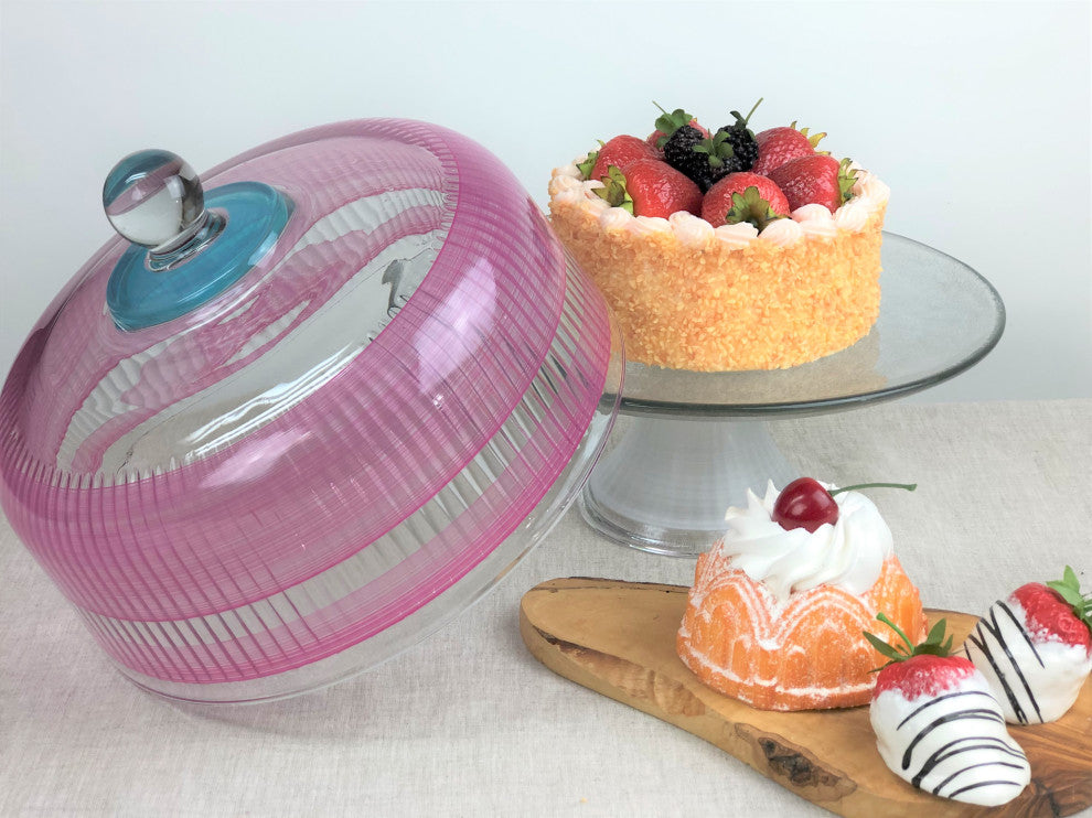 Retro Stripe Pink Cake Dome