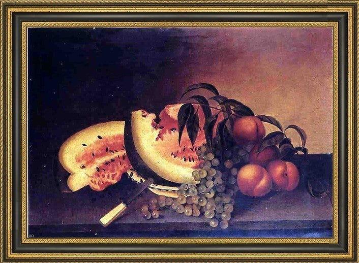 Rubens Peale Still Life with Watermelon  Framed Premium Canvas Print, 18"x27"
