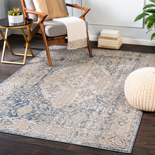 Surya Seattle STA-2300 6'7"x9' Rug, Light Gray/Medium Gray/Khaki/Denim/White